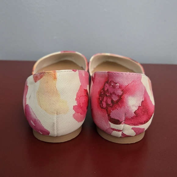 Just Fab Steal The Show Pink Floral Faux Leather D'Orsay Flats 7.5 (Runs Big) - Picture 6 of 12